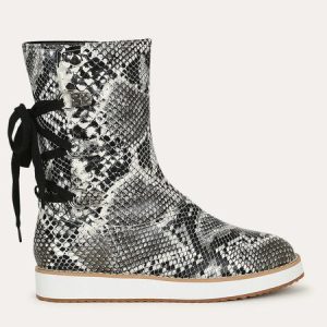 Casual Leopard Snake Print Lace-up Print Boots, Boots, color:Snakeskin|size:43, Noracora