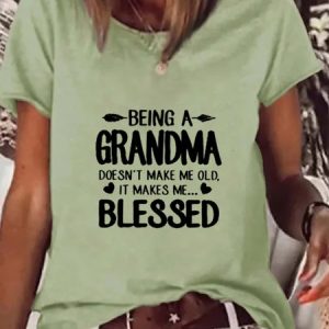 Casual Short Sleeve Round Neck Printed Top T-Shirt, JustFashionNow T-Shirts, color:Green|size:XXL,