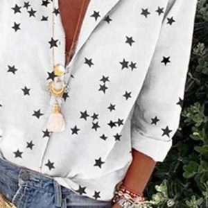 Half sleeve star print casual holiday shirt, Shirts, color:White|size:4XL, Noracora