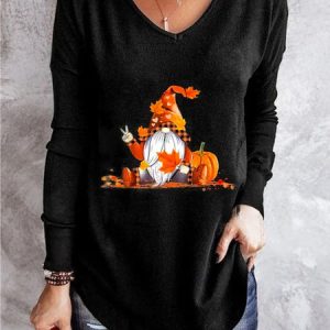 Casual V neck Loose Long Sleeve T-Shirt TUNIC Halloween, Blouses, color:Black|size:XXL, Noracora