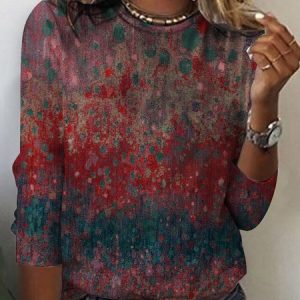 Casual Regular Fit Crew Neck T-Shirt, T-shirts, color:Red|size:XXL, Noracora