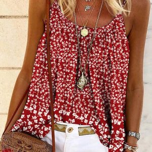 Casual Loose Spaghetti Cami, Tanks & Camis, color:Red|size:XXL, Noracora