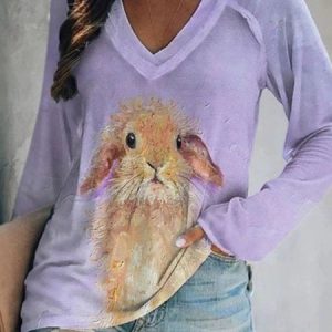 Jersey Easter Casual Shirt, Blouses, color:Purple|size:5XL, Noracora