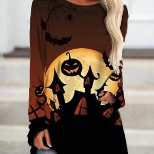 Halloween Loose Casual T-Shirt, T-shirts, color:Color5|size:5XL, Noracora