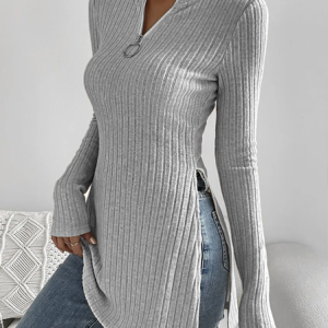 Regular Fit V Neck Casual T-Shirt, Blouses, color:Gray|size:XXL, Noracora