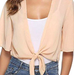 Casual Lace-Up Plain Kimono, Kimono, color:Apricot|size:XXL, Noracora