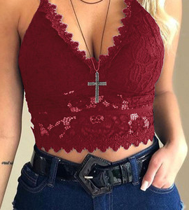 Plain Casual Lace Bra & Bralette, Lingeries, color:Wine Red|size:XXL, Noracora
