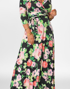 V Neck Boho Regular Fit Dress, DRESSES, color:Black|size:4X, Noracora