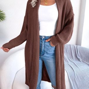 Plain Wool/Knitting Casual Loose Cardigan, Cardigans, color:Coffee|size:L, Noracora