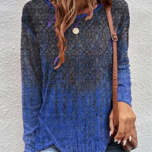 Ombre Casual Loose tunic T-Shirt, Blouses, color:Blue|size:XXL, Noracora