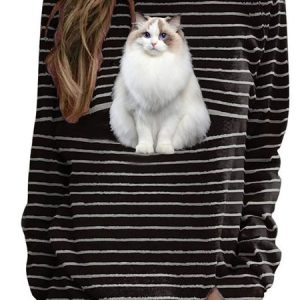 Loose Casual Striped Sweatshirt, Hoodies & Sweatshirts, color:Color6|size:3XL, Noracora