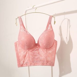 Lace Plain Adjusted-Straps Full Cup Casual Bra & Bralette, Lingeries, color:Shrimp Red|size:XXL, Noracora