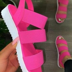 Wide Band Casual Sandals, Sandals, color:Dark Pink|size:43, Noracora