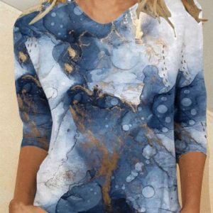 Random Print Casual T-Shirt, T-shirts, color:Color4|size:XXL, Noracora