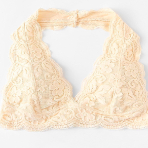 Cute Solid Wireless Lace Cami Bra Semi-Sheer Midline Bra, Lingeries, color:Champagne|size:XL, Noracora