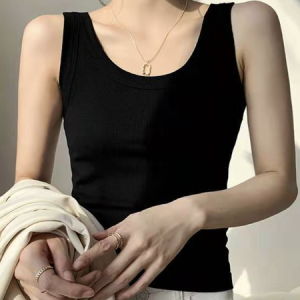 Crew Neck Casual Plain Tank Top, Tanks & Camis, color:Black|size:XL, Noracora