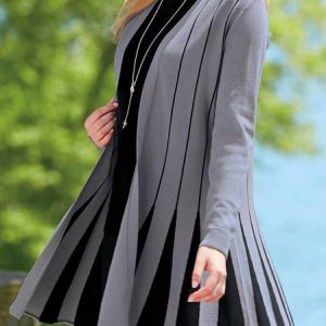 Color Block Loose Casual Sweater Cardigan, Cardigans, color:Gray|size:XXL, Noracora