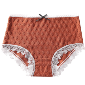 Bow Lace Edge Casual Plain Panty, Lingeries, color:Caramel|size:XL, Noracora