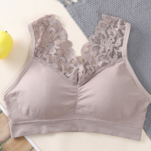 Lace Plain Sexy Lace Bra & Bralette, Lingeries, color:Apricot|size:XL, Noracora