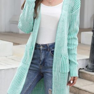Casual Loose Others Plain Cardigan, Cardigans, color:Green|size:XL, Noracora