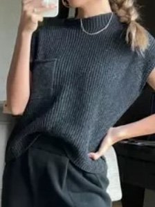 Half Turtleneck Casual Sweater, Sweaters, color:Black|size:4XL, Noracora