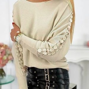 Casual Plain Loose Top, Blouses, color:Apricot|size:XXL, Noracora