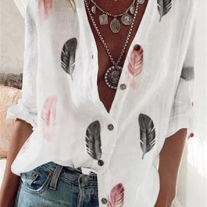 Cotton Long Sleeve Shift Tunic Blouse, Shirts, color:White|size:3XL, Noracora