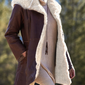 Elegant Shift Solid Coat, Coats, color:Brown|size:XXL, Noracora