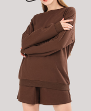 Plain Sports Two-Piece Set, Sets, color:Deep Brown|size:XL, Noracora