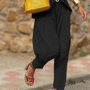 Loose Casual Pants, Pants, color:Black|size:XL, Noracora