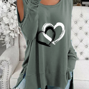 Casual Heart Cotton Blends Long sleeve Tunic Top, T-shirts, color:Gray|size:XXL, catalog Noracora shop