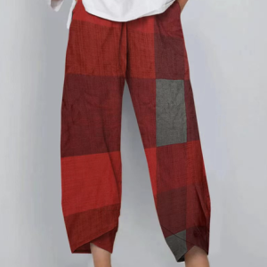 Loose Casual Plaid Pants, Pants, color:Red|size:5XL, Noracora