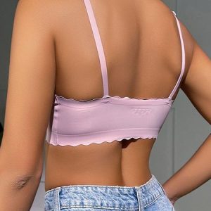 Ice Silk Wave Edge Tracelessl Bra, Lingeries, color:Pink|size:XL, Noracora