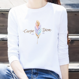 Casual Long Sleeve Crew Neck T-Shirt, T-shirts, color:White|size:4XL, Noracora