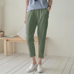 Casual Loose Plain Pants, Pants, color:Green|size:5XL, Noracora