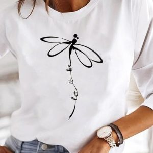 Crew Neck Loose Casual Shirt, T-shirts, color:White|size:3XL, Noracora