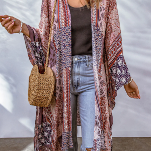 Ethnic Vacation Loose Coat, Kimono, color:Multicolor|size:XXL, Noracora