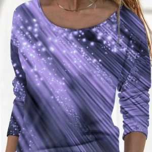 Crew Neck Jersey Casual Loose T-Shirt, T-shirts, color:Purple|size:3XL, Noracora
