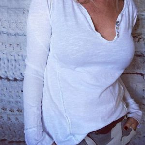 Casual Long Sleeve Top, T-shirts, color:White|size:3XL, catalog Noracora shop