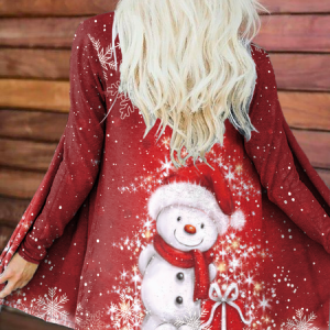 Christmas Jersey Cardigan Coat, Coats, color:Red|size:XXL, Noracora