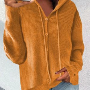 Casual Yarn/Wool Yarn Cardigan, Cardigans, color:Orange|size:XXL, Noracora
