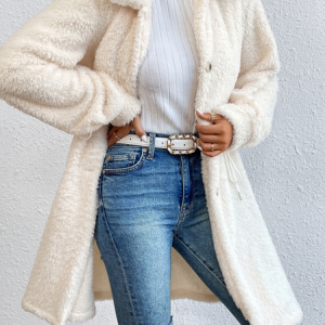 Shawl Collar Casual Teddy Jacket, Coats, color:Beige|size:XXL, Noracora