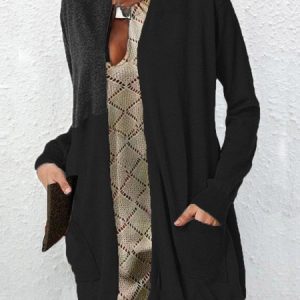 Crew Neck Casual Kimono, Kimono, color:Black|size:XXL, Noracora