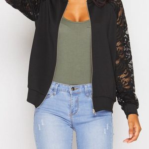 Wrap Loose Casual Lace Jacket, Jackets, color:Black|size:XXL, Noracora