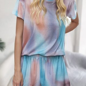 Crew Neck Casual Two-Piece Set, Sets, color:Blue|size:XXL, Noracora