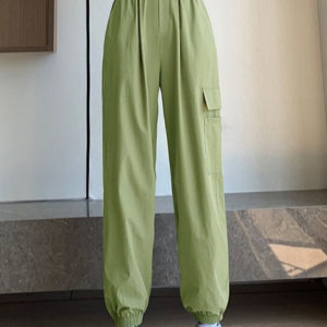 Plain Pockets Casual Cargo Pants, Pants, color:Aqua|size:3XL, Noracora