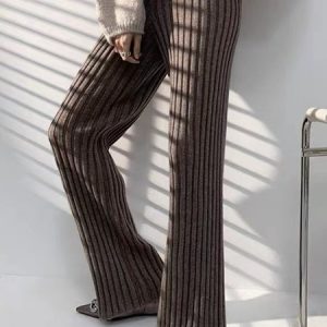 Plain Casual Loose Pants, Pants, color:Coffee|size:M, Noracora