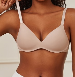 Plain Adjusted-Straps Wireless Triangle Cup Casual Bra & Bralette, Lingeries, color:Light Gray|size:42/95B, Noracora