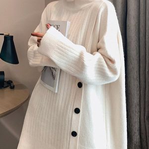 Turtleneck Long Sleeve Casual Sweater, Sweaters, color:White|size:XXL, Noracora