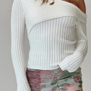 Plain Sexy Sweater With No, Sweaters, color:White|size:L, Noracora